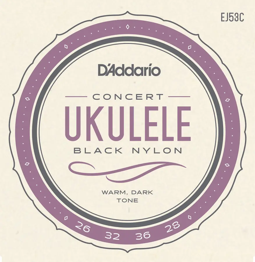 D'Addario EJ53C Strengesett Ukulele Concert Hawaiian Black Nylon 