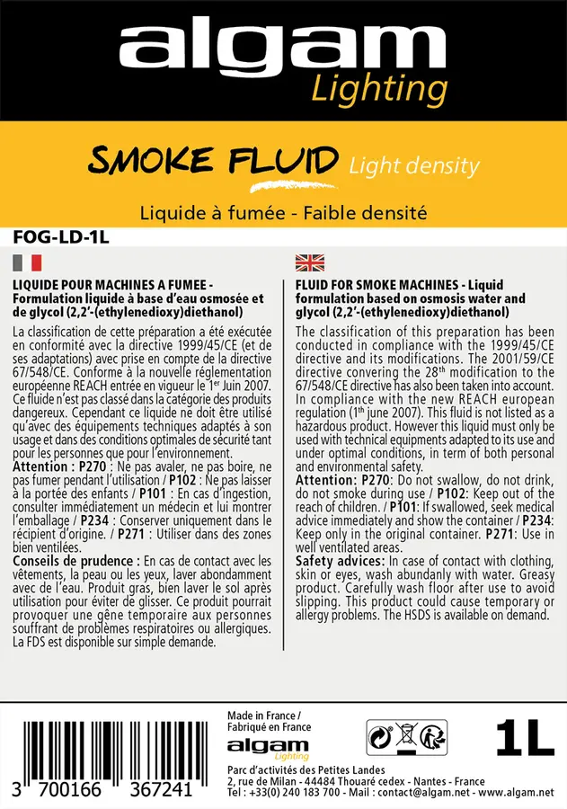 Algam Lighting 1 L low density smoke FOG-LD-1L 