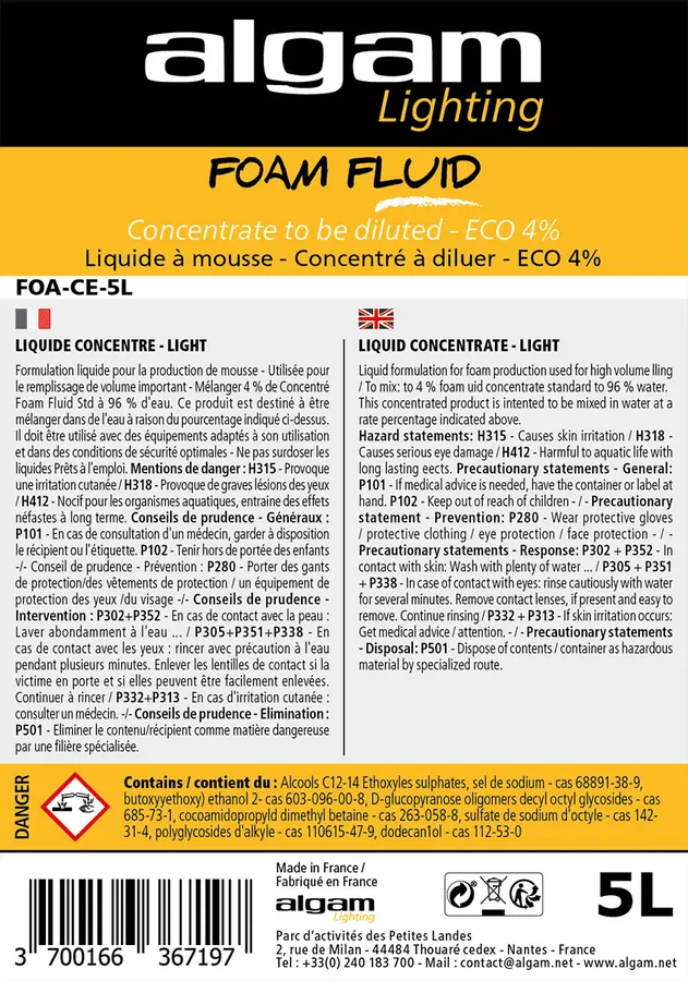 Algam Lighting 5 L concentrated foam ECO FOA-CE-5L 