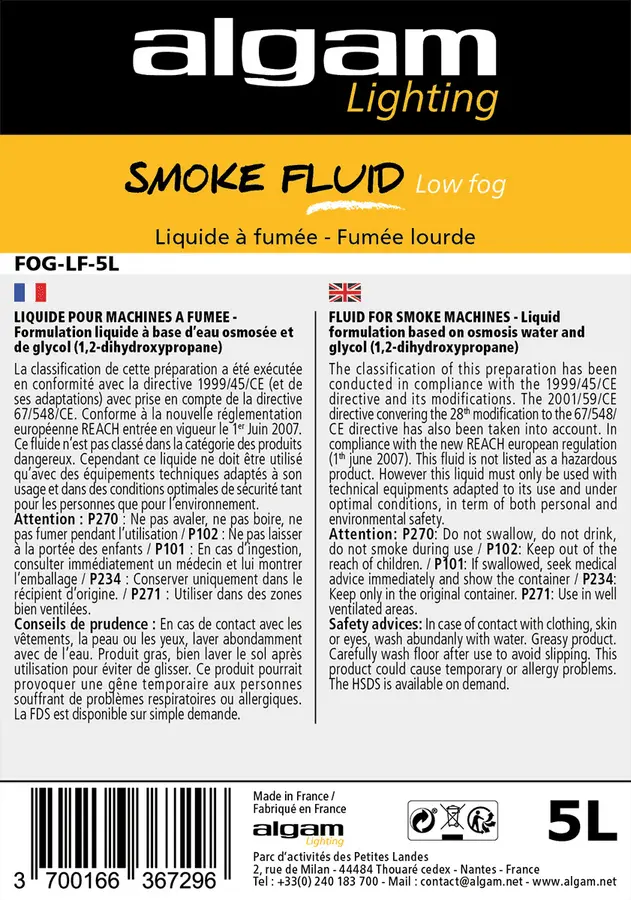 Algam Lighting5 L heavy smoke liquid FOG-LF-5L 