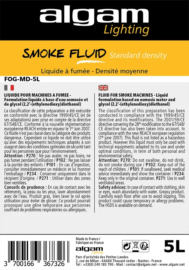 Algam Lighting 5 L medium density smoke FOG-MD-5L 