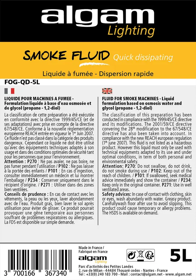 Algam Lighting 5 L rapid smoke liquid FOG-QD-5L 