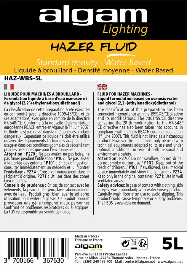 Algam Lighting 5 L standard fog liquid HAZ-WBS-5L 