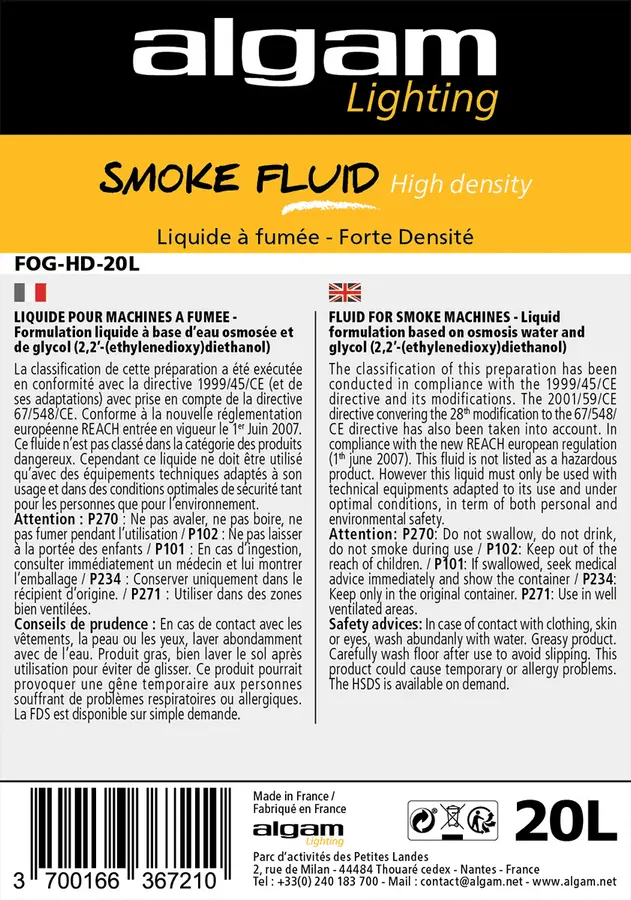 Algam Lighting 20 L smoke liquid FOG-HD-20L (high density) 