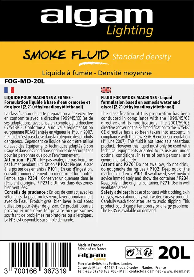 Algam Lighting 20 L medium density smoke FOG-MD-20L 