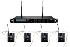 JTS R-4 trådløst system, 4 kanaler 4 x beltpack med CM-214T hodebøyle