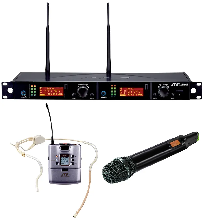 JTS UF-20R/MIX Trådløst system 2-kanals trådløst system, hånd+hodebøyle 