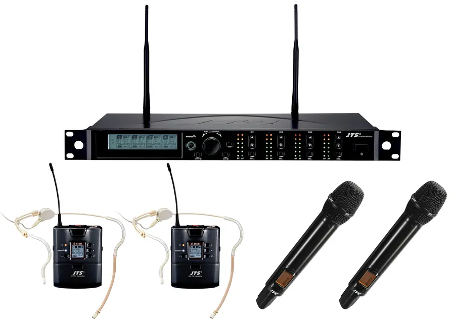 JTS R-4 trådløst system, 4 kanaler 2 x R-4TB/CM-214Tog 2 x JSS-4B håndmik. 
