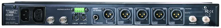 JTS CS-W4C Trådløs konferansemottaker For 4 trådløse mikrofoner. 590-626 MHz 