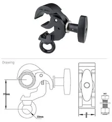 KUPO KCP-813B triggerclamp m/øye Sort. SWL 150Kg. Ø38-51mm, m/øye. TUV
