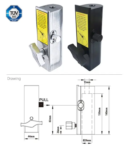 KUPO KS-089B Ø28mm hun mottaker Sort. SWL 100Kg. TUV 