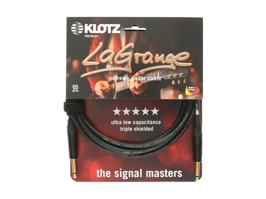 Klotz LaGrange supreme guitar cable gold tip str.-angl. 6m 