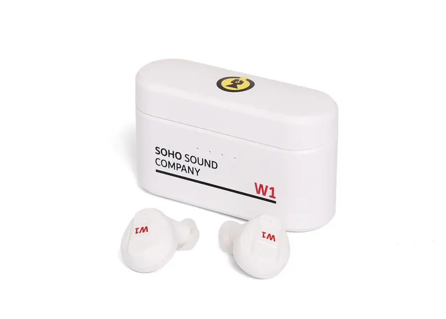 Soho W1 Trådløse øreplugger med innebygd powerbank, White City House 
