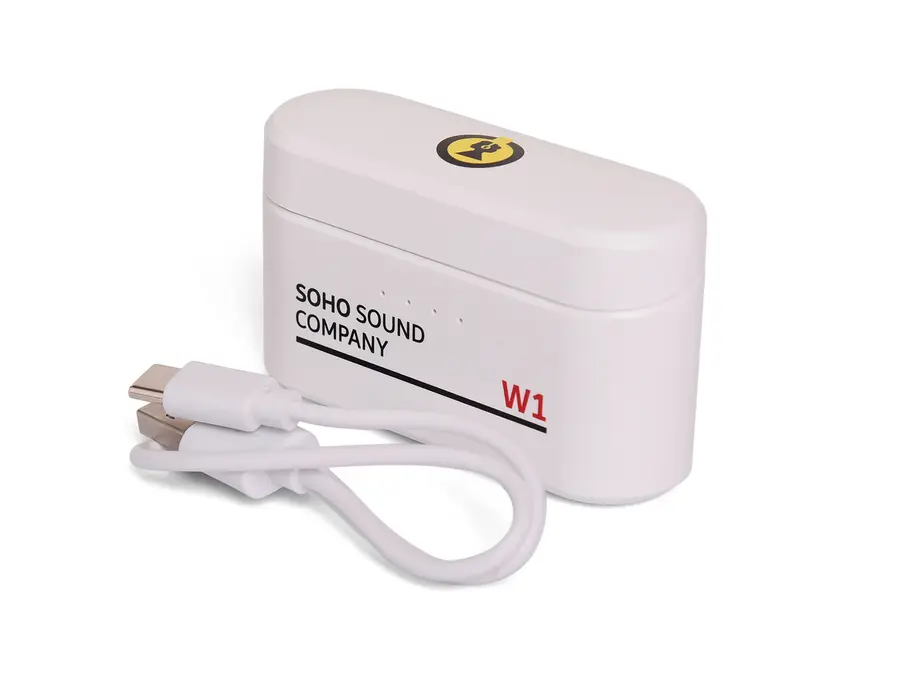 Soho W1 Trådløse øreplugger med innebygd powerbank, White City House 