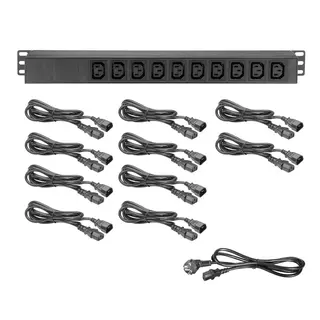 Adam Hall 19" Parts 87471 IEC 19" 1U Power Strip with 10x IEC Connect