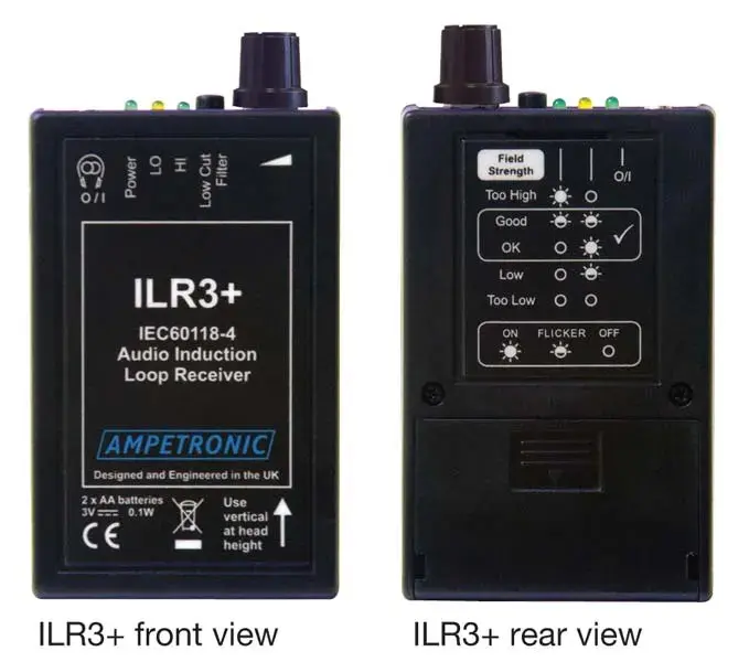 Ampetronic ILR3+ tester/mottaker Teleslynge m/hodetelefon LED indikator 