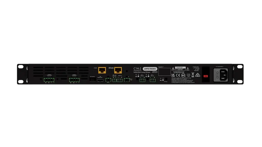 Ampetronic C14-2N Teleslynge forsterker 14A output, 2 kanaler, m/nettverk 