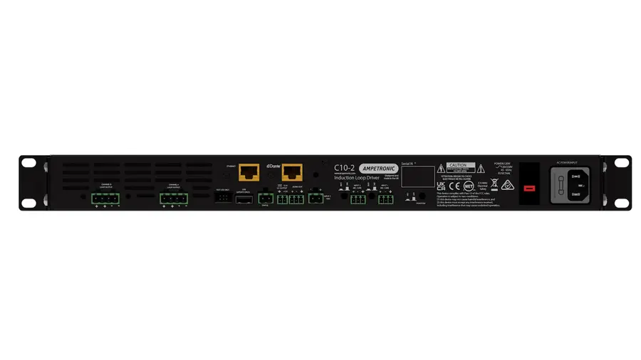 Ampetronic C10-2N Teleslynge forsterker 10A output, 2 kanaler, m/nettverk 