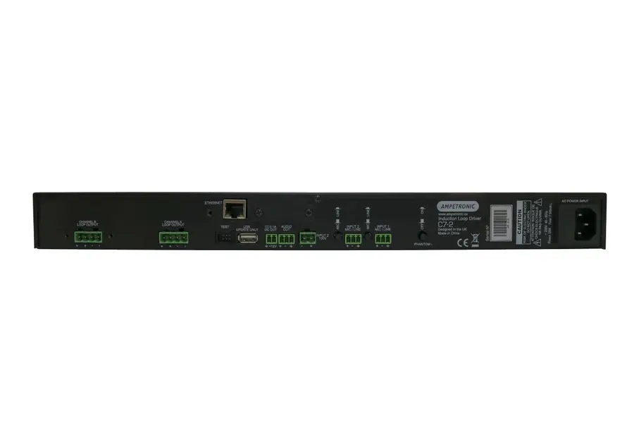 Ampetronic C7-2N Teleslynge forsterker 7A output, 2 kanaler, m/nettverk 