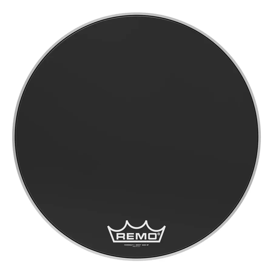 Remo PM-2424-MP- Powermax 2 Ebony Crimplock Bass Drumhead, 24" 