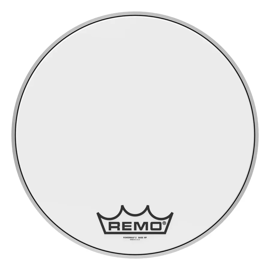 Remo PM-2018-MP- Powermax 2 Ultra White Crimplock Bass Drumhead, 18" 