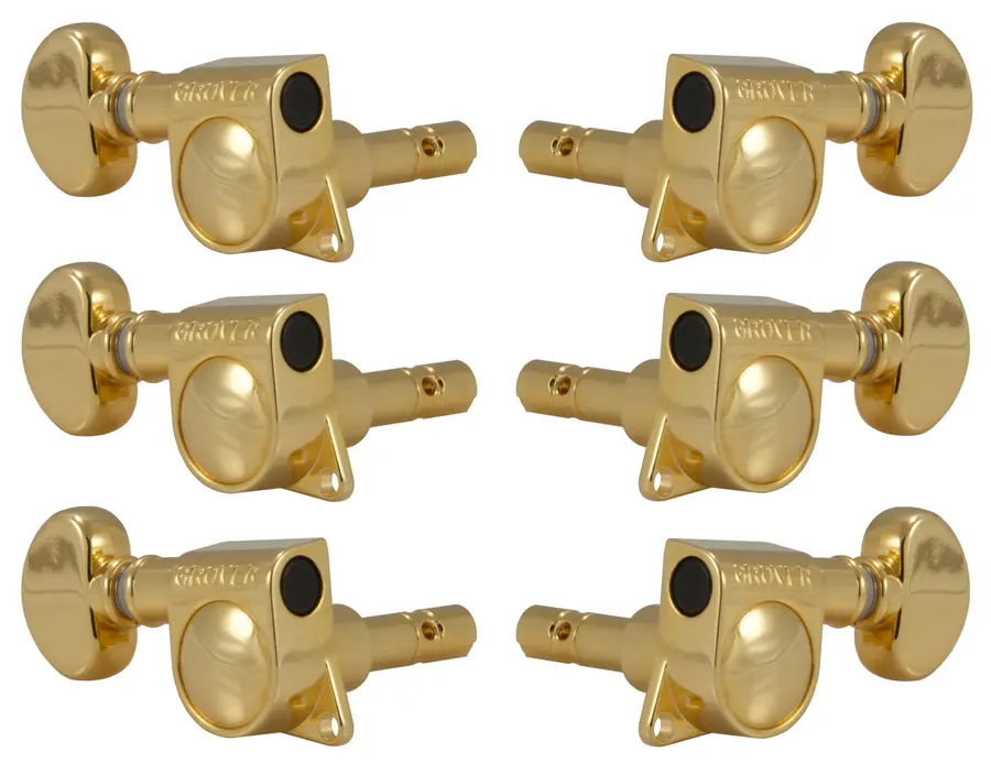 Grover 406G Mini Locking Rotomatics w/Round Button, 3+3 - Gold 