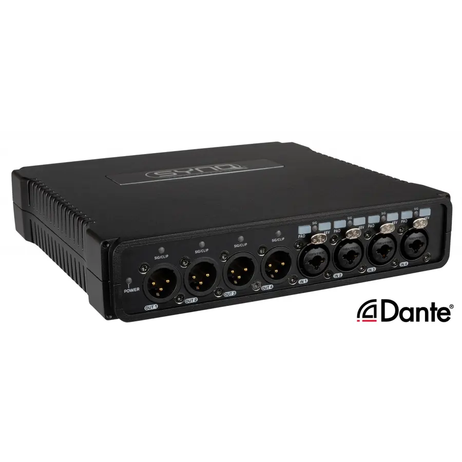 SYNQ DBT-44 Dante Audio bridge 4 x XLR inn,4 x XLR ut, 8 x 8 Matrix 