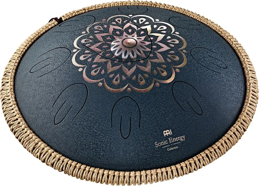 Meinl OSTD2NBE Octave Steel Tongue Drum D Amara, Engraved Floral, Navy Blue 