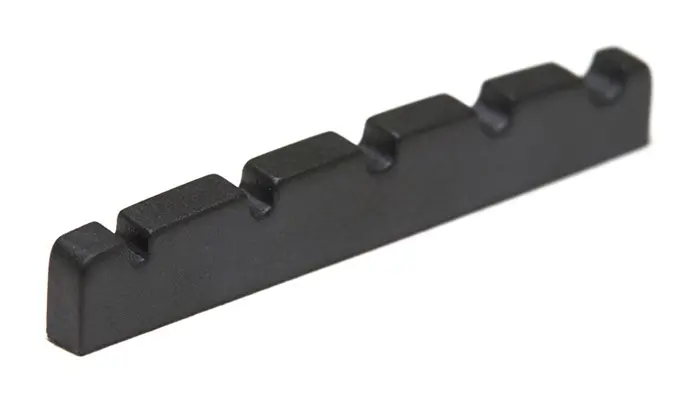 Graph Tech PT-1425-00 Black TUSQ XL Slotted Bass Nut, 5-Str 1/8" Thick, Flat 