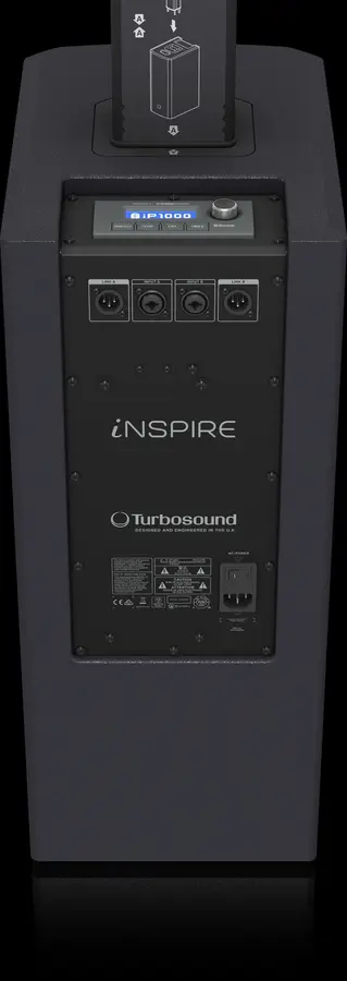 Turbosound iNSPIRE iP1000 V2 1000W Powered Column Loudspeaker, 2x8"+8driver 