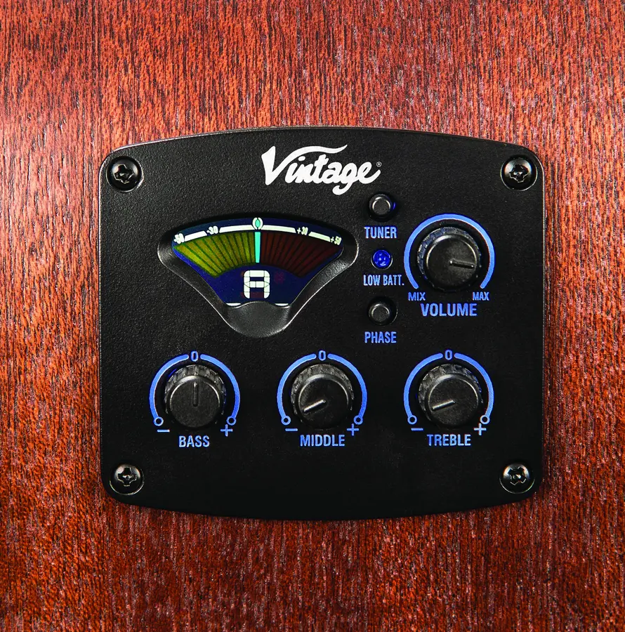 Vintage VE140VSB Historic Dreadnought Guitar EQ 