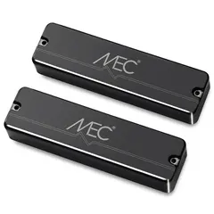 MEC Passive Soapbar Humbucker Bass Pickup Set, Metal Cover, 6-Str Bk Chrome