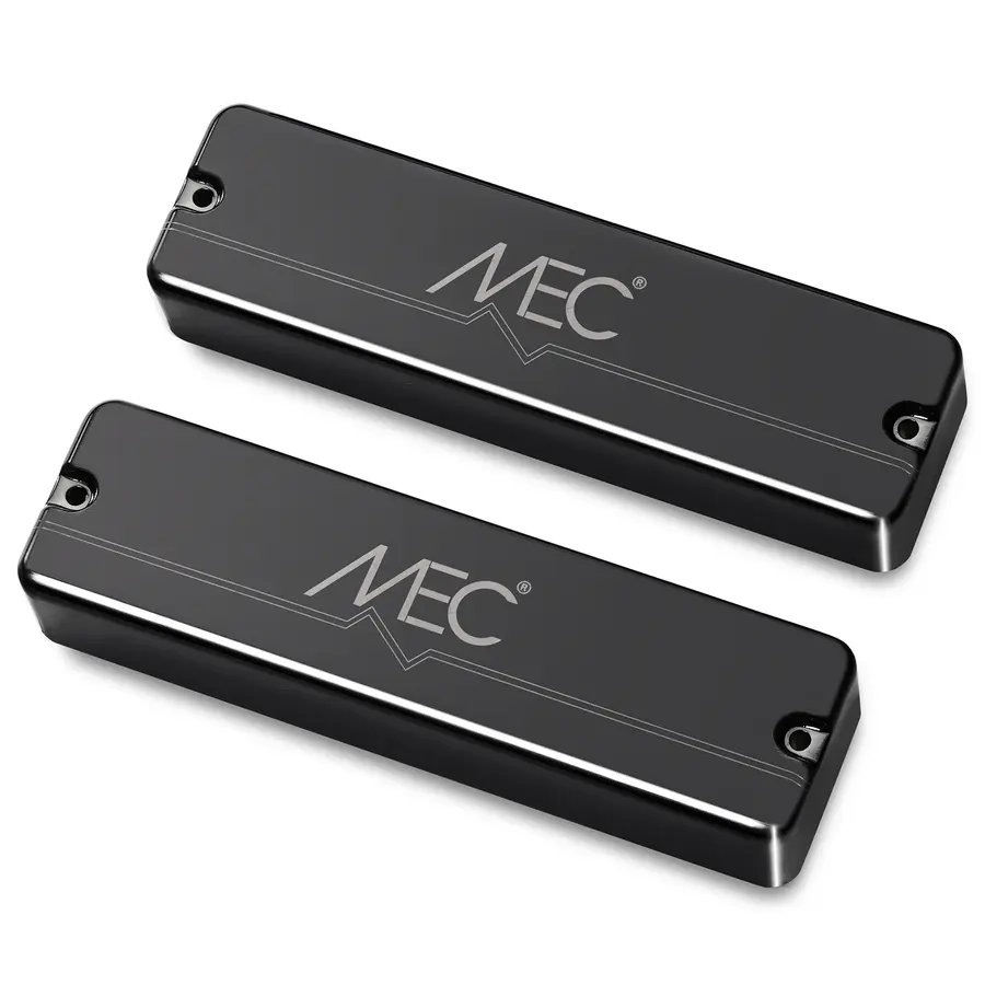MEC Passive Soapbar Humbucker Bass Pickup Set, Metal Cover, 6-Str Bk Chrome 