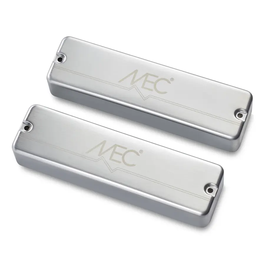 MEC Passive Soapbar Bass Pickup Set Metal Cover, 6-String - Brushed Chrome 
