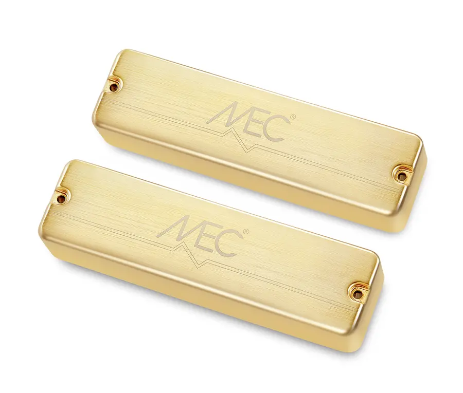 MEC Passive Soapbar Bass Pickup Set Metal Cover, 6-String - Brushed Gold 