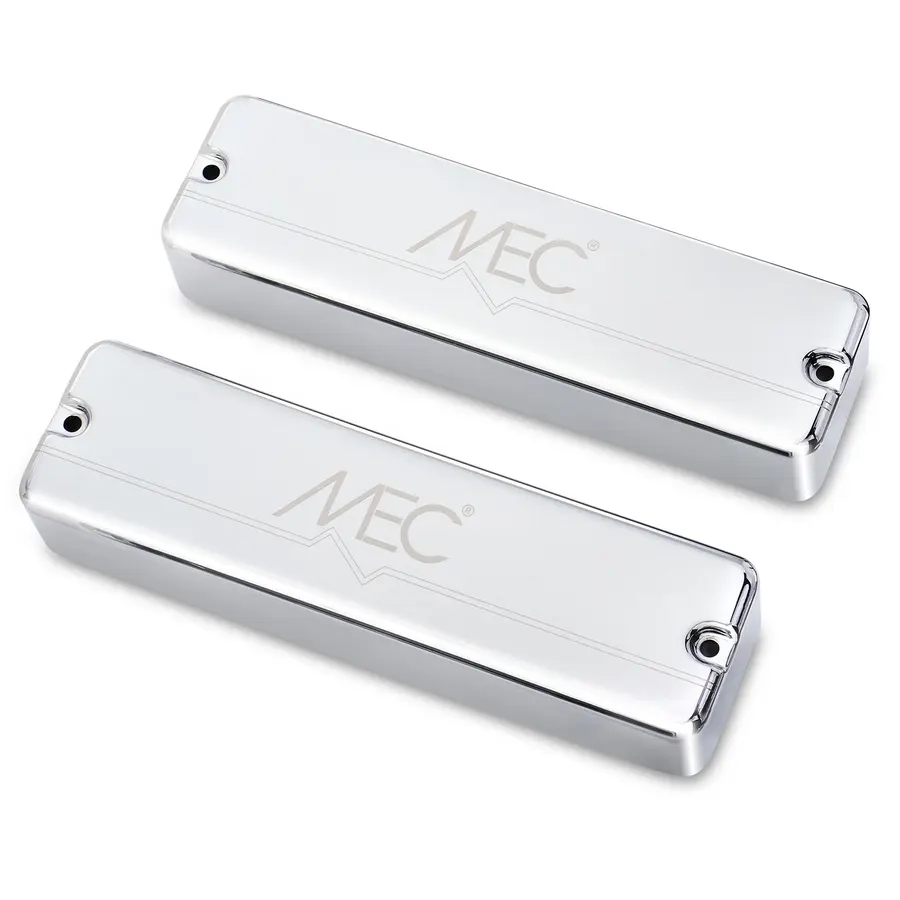 MEC Passive Soapbar Bass Pickup Set Metal Cover, 6-String - Chrome 