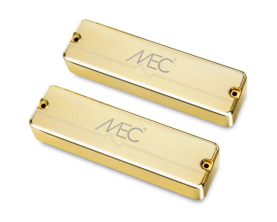 MEC Passive Soapbar Bass Pickup Set Metal Cover, 6-String - Gold 