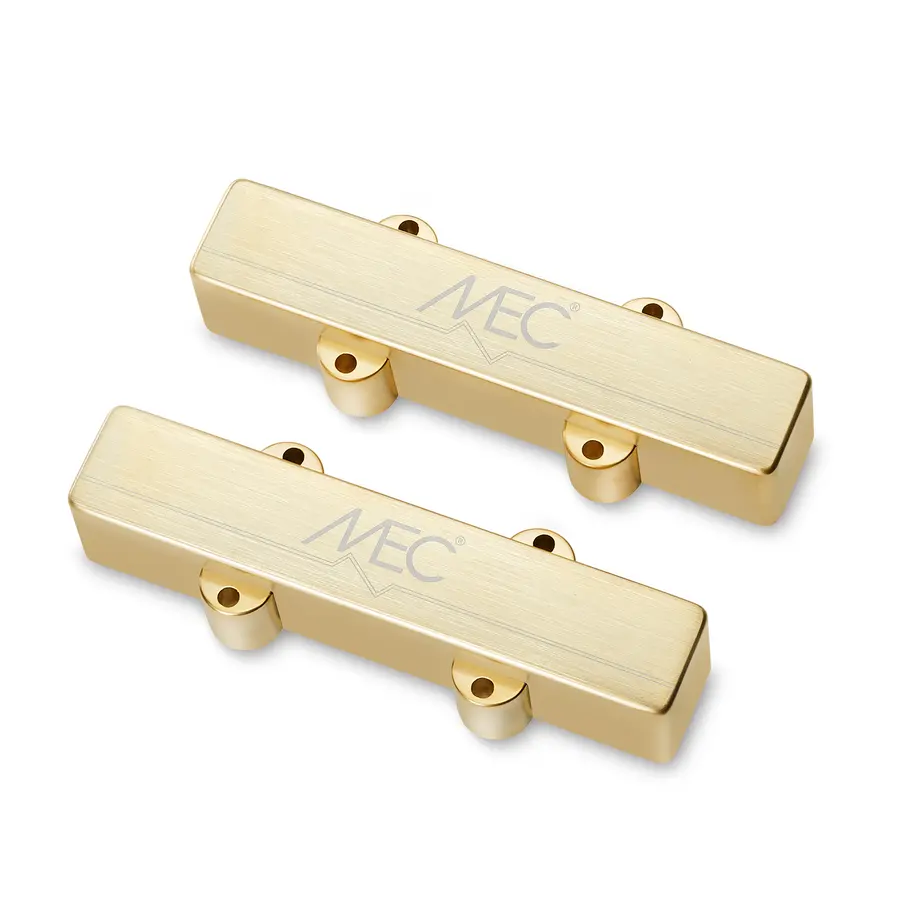 MEC Active J/J-Style Bass Pickup Set Metal Cover, 5-String - Brushed Gold 