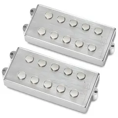 MEC Passive MM-Style Bass Pickup Set Metal Cover, 5-String - Brushed Chrome