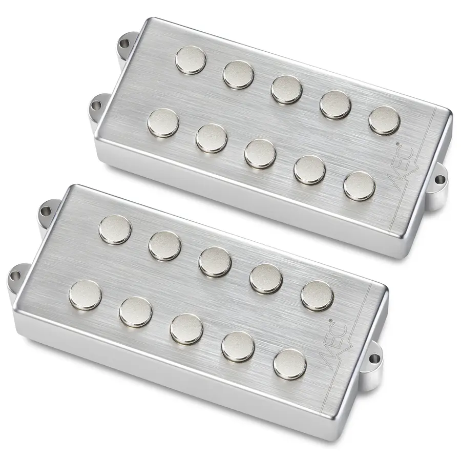 MEC Passive MM-Style Bass Pickup Set Metal Cover, 5-String - Brushed Chrome 