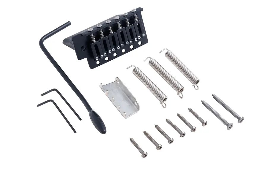 Hipshot 6-String Vintage Style Stainless Tremolo Bridge 6 Screw Mounting Black 