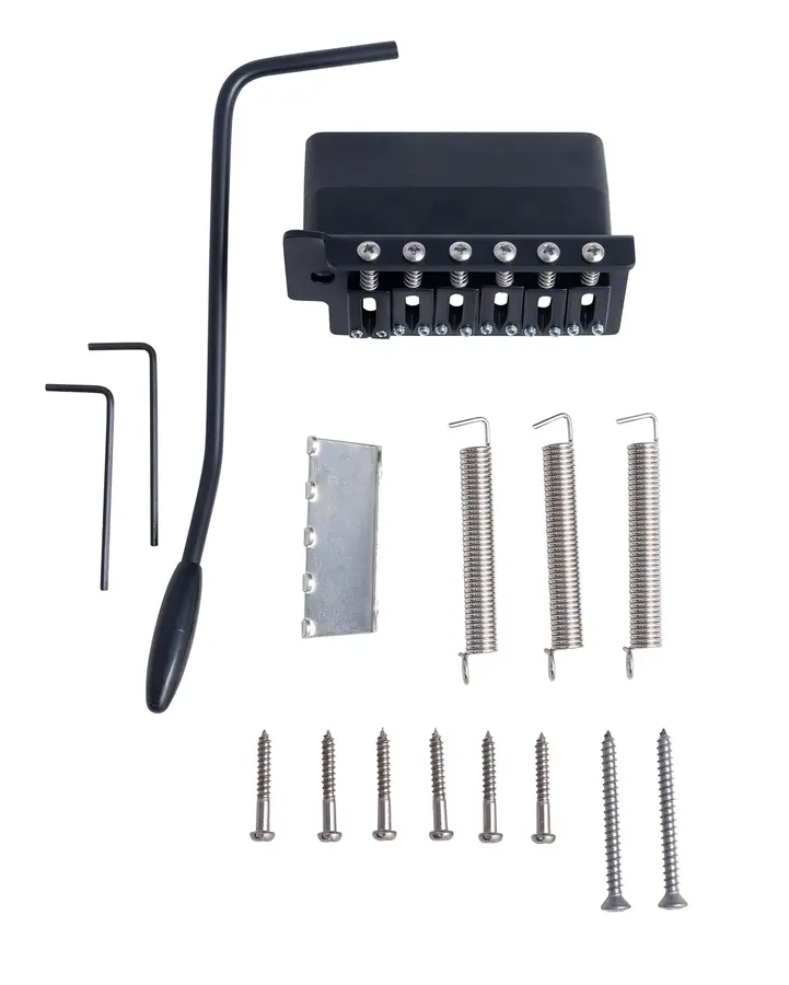 Hipshot 6-String Vintage Style Stainless Tremolo Bridge 6 Screw Mounting Black 