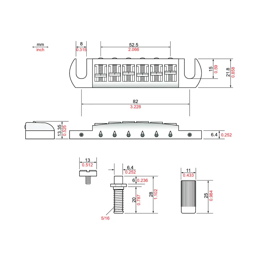 TonePros AVT2G C - Wraparound Bridge with SS1 Locking Studs - Chrome 
