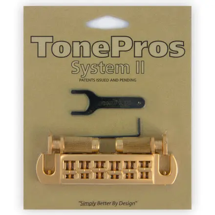 TonePros AVT2P SG - Wraparound Bridge with SPRS2 Locking Studs - Satin Gold 