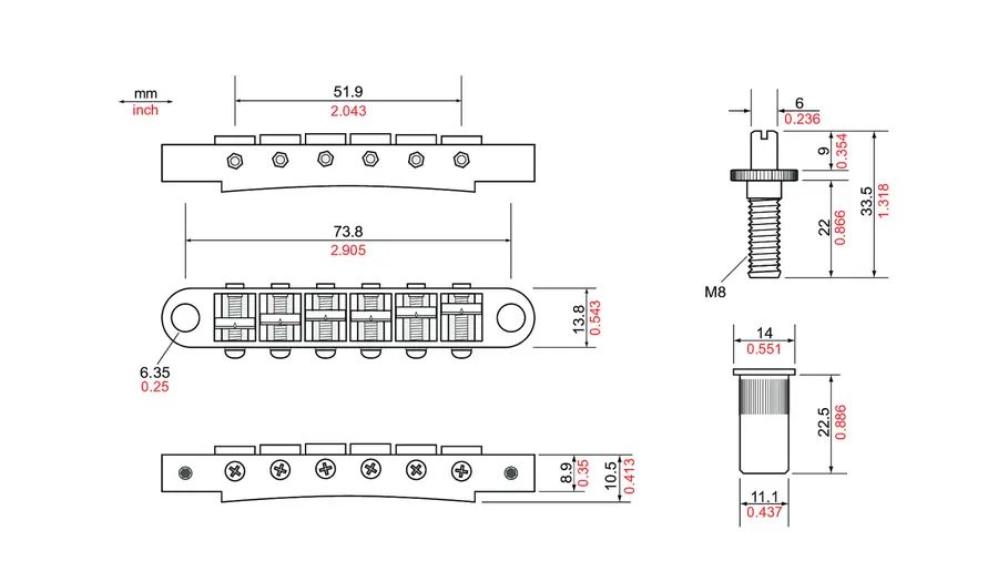 TonePros LPM02 G - Metric Tune-O-Matic Bridge and Tailpiece Set - Gold 