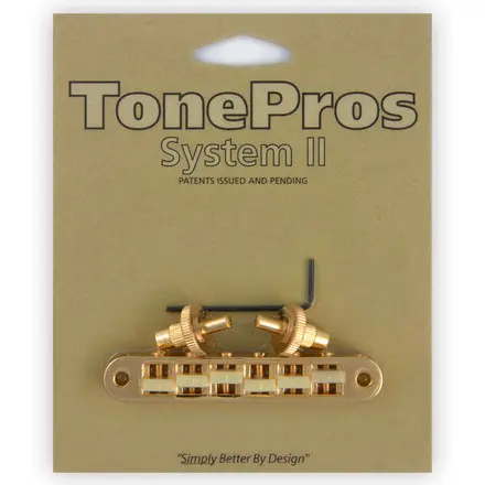 TonePros TP6G G - Standard Tune-O-Matic Bridge with G Formula Saddles - Gold 