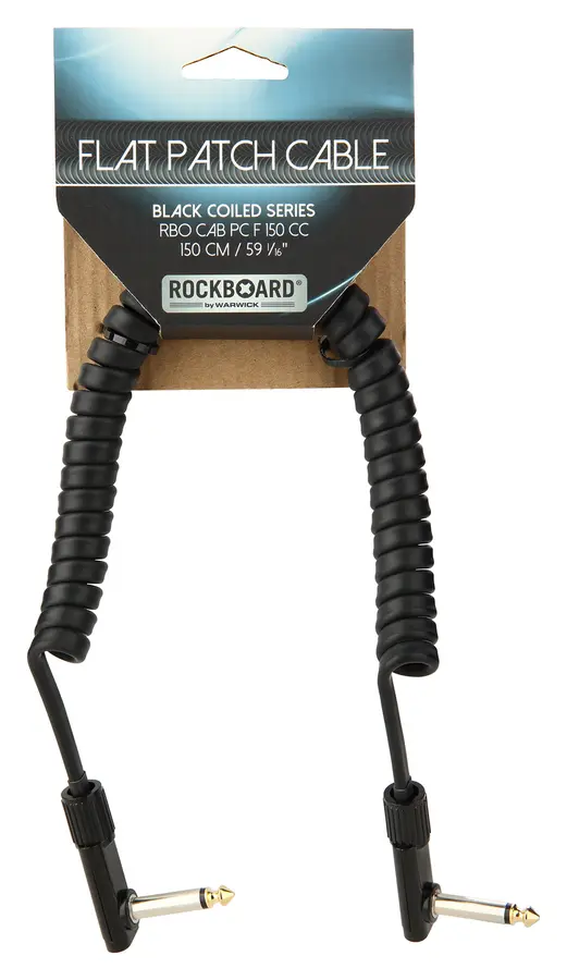 RockBoard Flat Patch Cable, 150cm Black Coiled Serie 