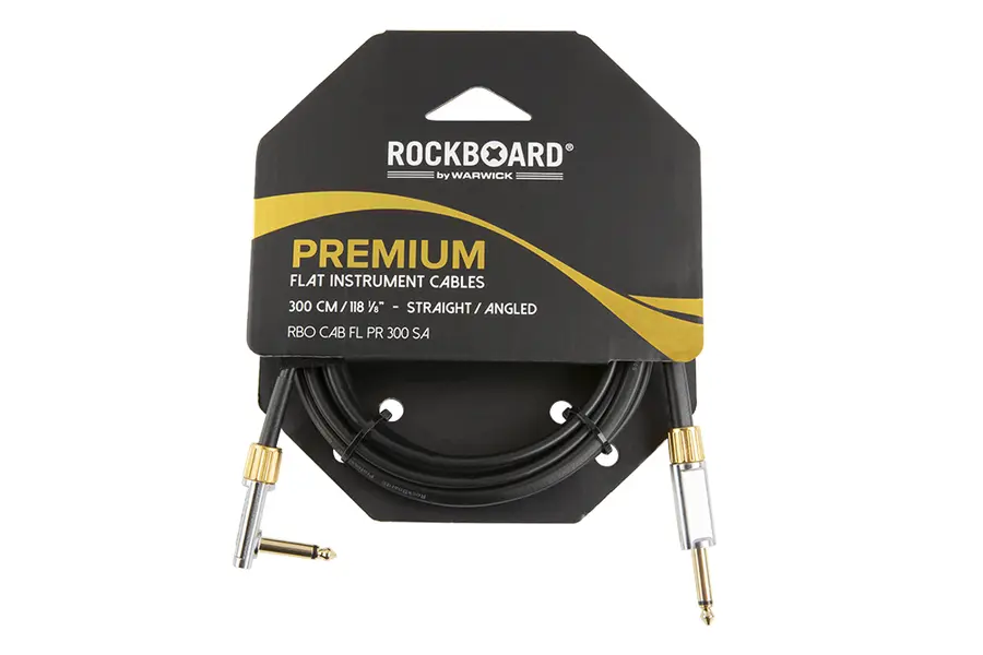 RockBoard Flat Instrument Cable, 300 cm Straight / Angled, Premium Series 