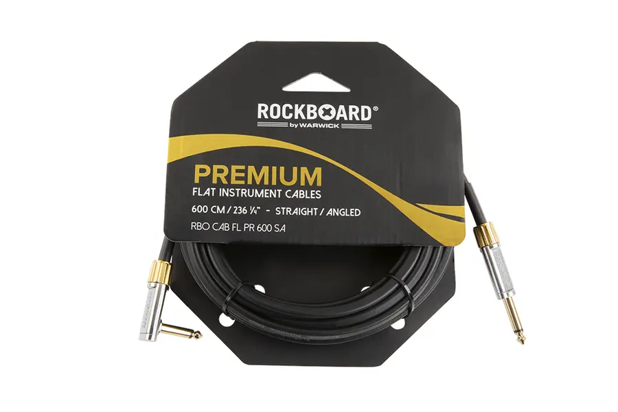 RockBoard Flat Instrument Cable, 600 cm Straight / Angled, Premium Series 