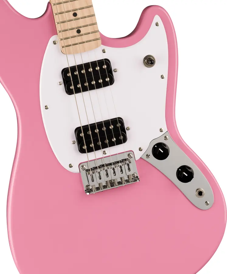 Squier Sonic Mustang HH, Maple White Pickguard, Flash Pink 